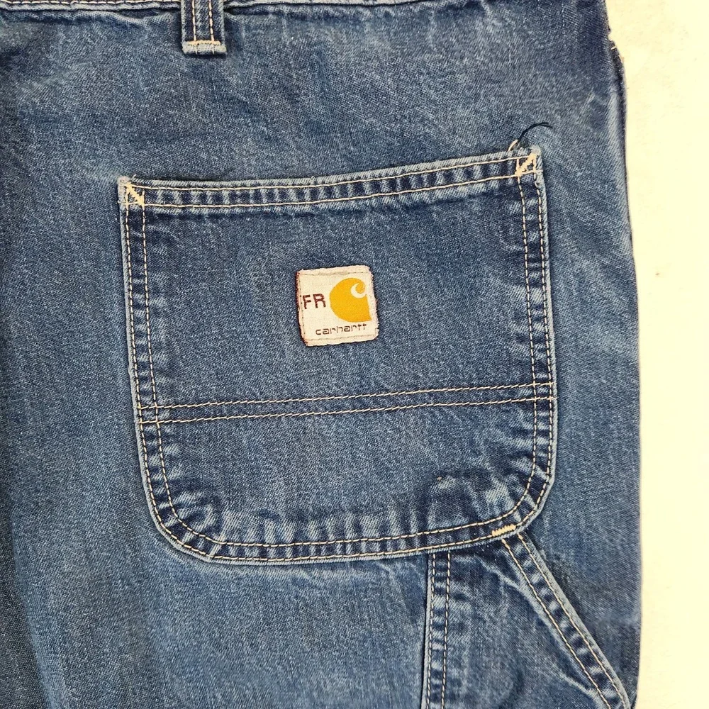 Carhartt FR Jeans‎ Mens 46x30 Blue Denim Relaxed Fit Workwear Grunge Distressed